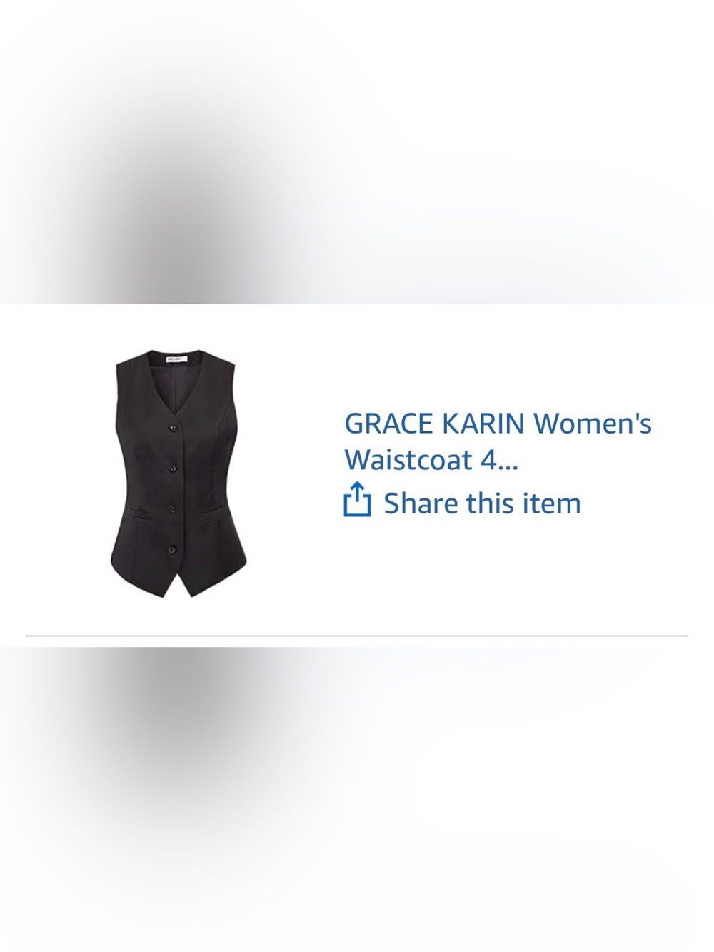 Grace Karin Black Tailored Waistcoat Vest